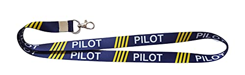 WristID™ Pilot Lanyard Blue with Yellow Stripes for ID Holder Crew Pilot Airmen (Pack of 1) on Amazon