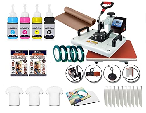 MY PRINT | Heat Press 5 in 1 Combo Digital Multi Functional Sublimation, Vinyl Printing Machine for T-Shirts (Any Flat Product), Mug, Plate Heat Press Machine 12×15 Inch