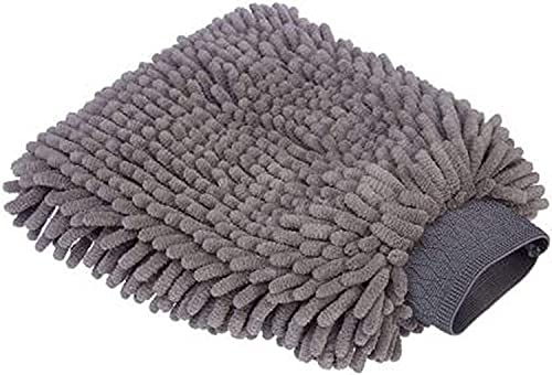 Double Sided Microfiber Wash Mitt Gloves, Dust Cleaning Gloves, Vehicle Washing Multipurpose House Car Glass LCD Cleaning – Dark Grey & Purple