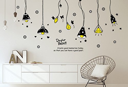 Amazon Brand – Solimo PVC Vinyl Wall Sticker for Living Room (Light on!, Ideal Size on Wall: 175 cm x 85 cm), Multicolour