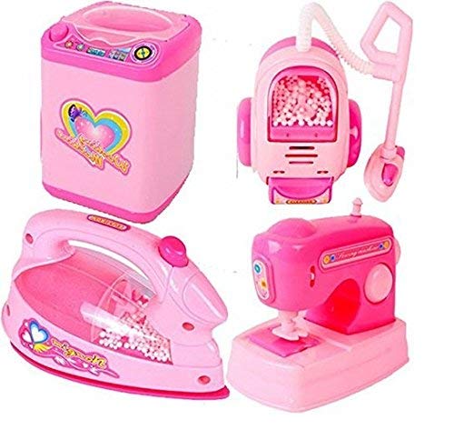 SMARTCHOICE INDIA Household Set for Kids, (Set of 4) Pretend Play Set Includes Washing Machine, Vacuum Cleaner, Sewing Machine and Iron, Best Household Set Toys