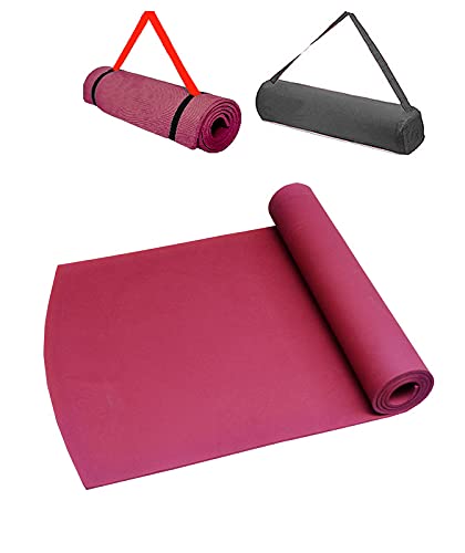 BOLTT® Yoga Mat with Cover Bag and Shoulder Carry Strap Anti Skid Premium Best Yoga Mat for Gym Workout and Flooring Exercise Extra Large Thick Long Size Soft Yoga Mattress for Men Women MADE IN INDIA