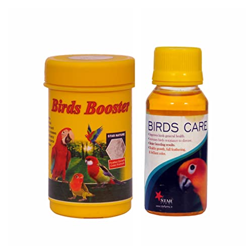 Star Frams Bird Booster – 50-gm & Birds Care Vitamin Tonic – 60 ml, Health Supplements with Unique Formula for Birds – (Combo of 2)
